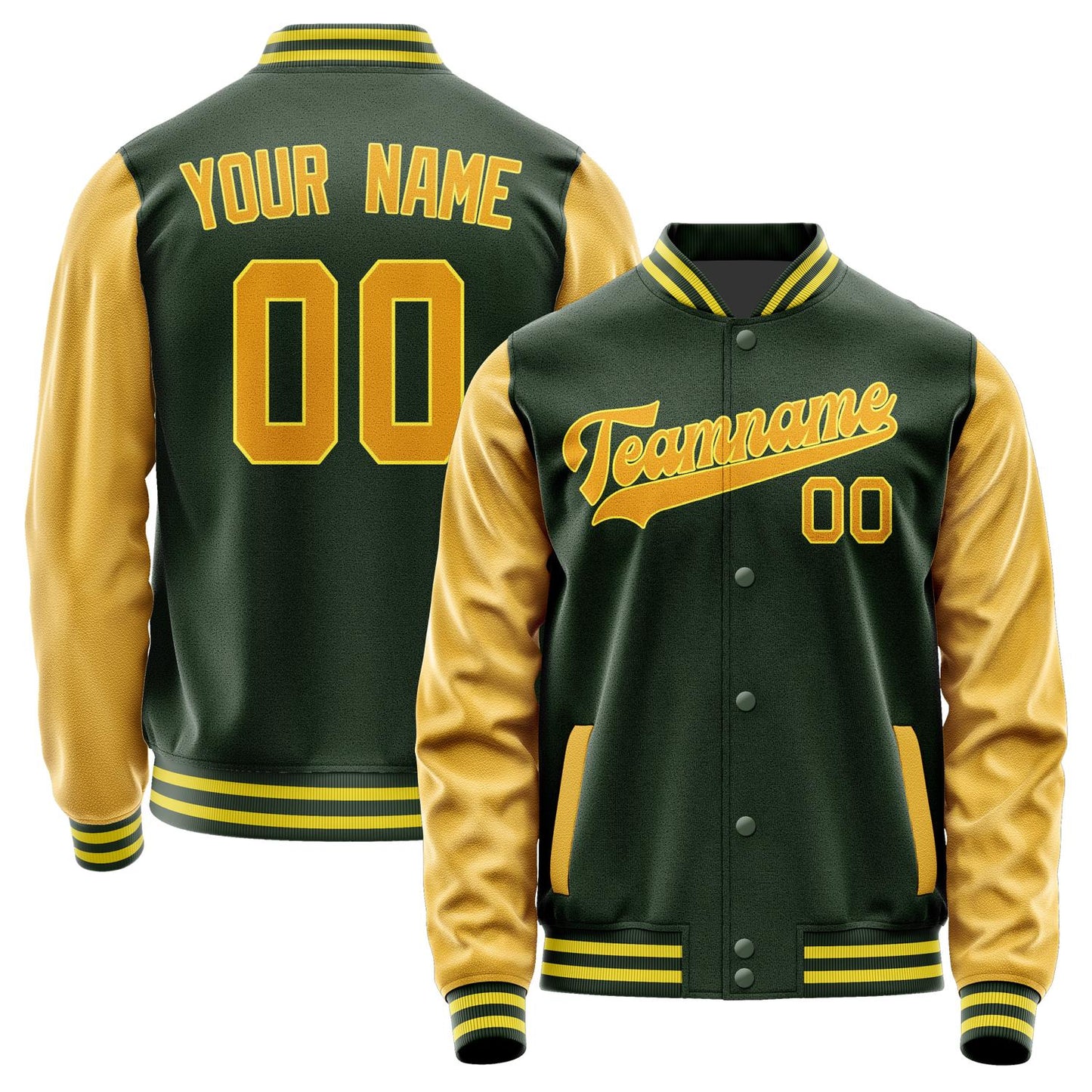 Custom Dark Green Yellow Jacket JA0606190626B32619
