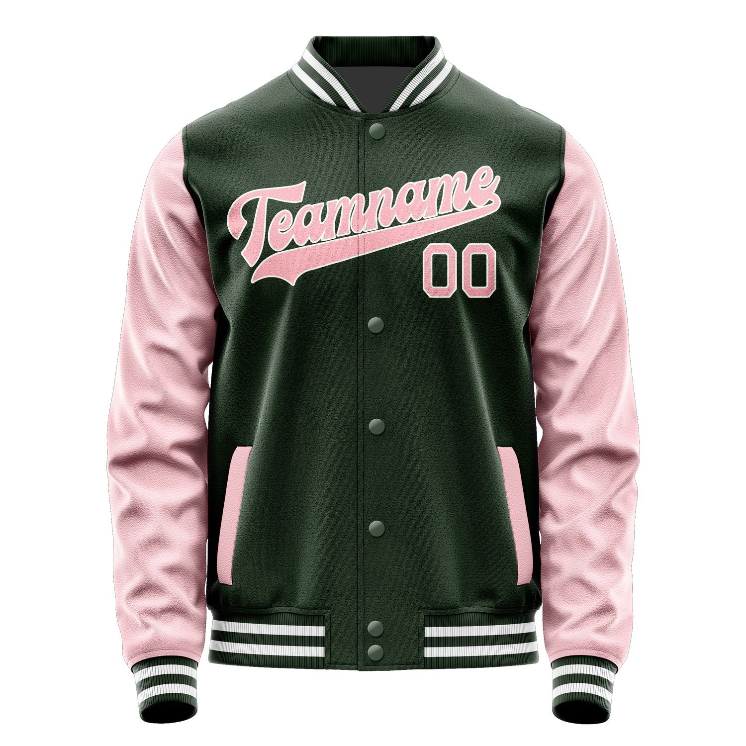 Custom Dark Green Light Pink Jacket JA0606210618B31821