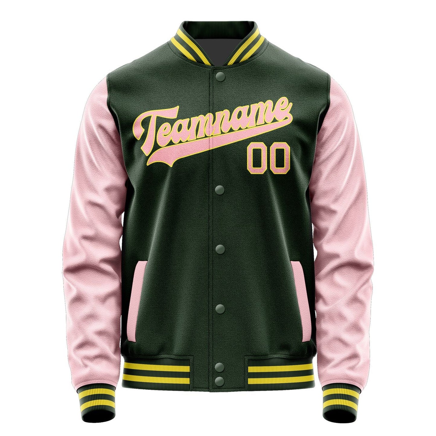 Custom Dark Green Light Pink Jacket JA0606210626B32621