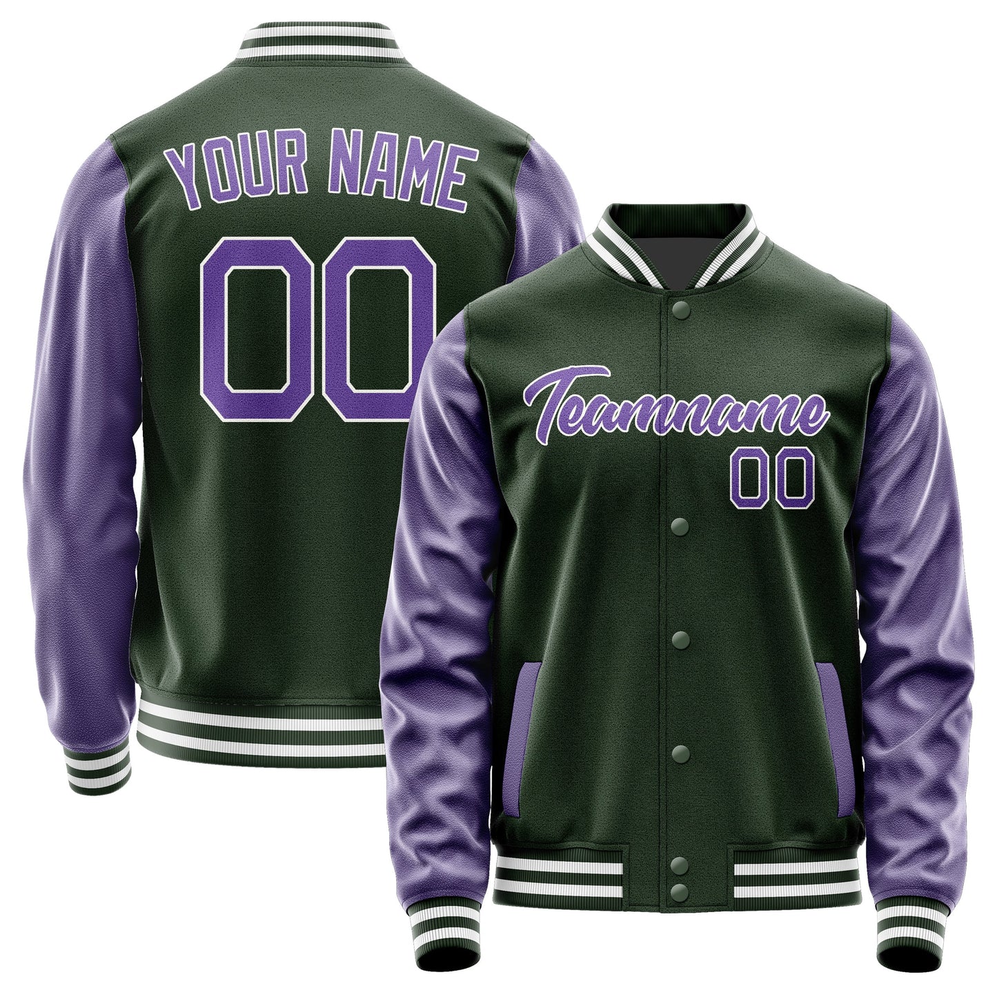 Custom Dark Green Light Purple Jacket JA0606230618B21823