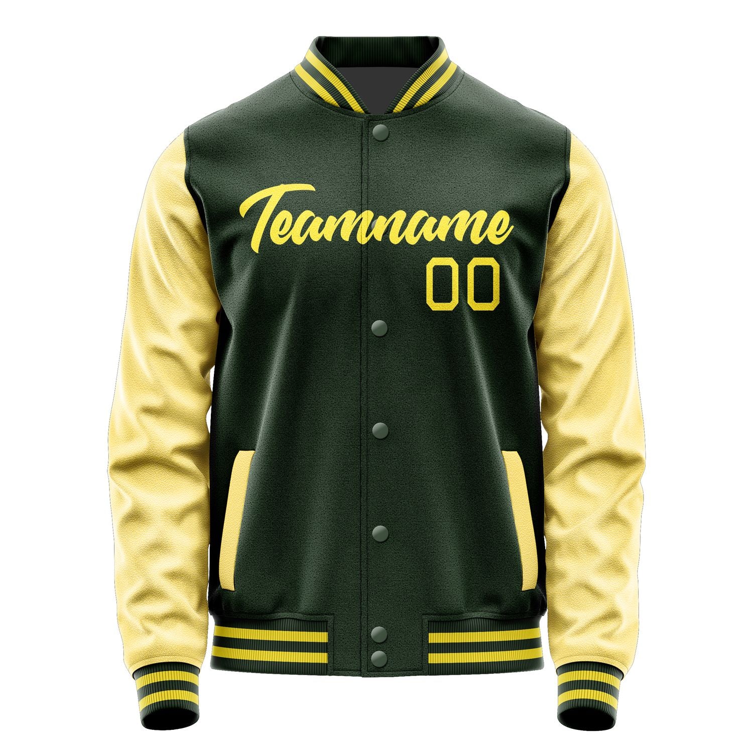 Custom Dark Green Light Yellow Jacket JA0606260626B22626