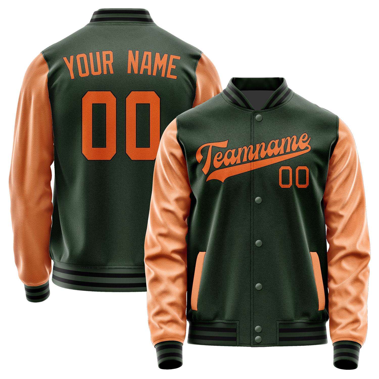 Custom Dark Green Orange Jacket JA0606280617B31728