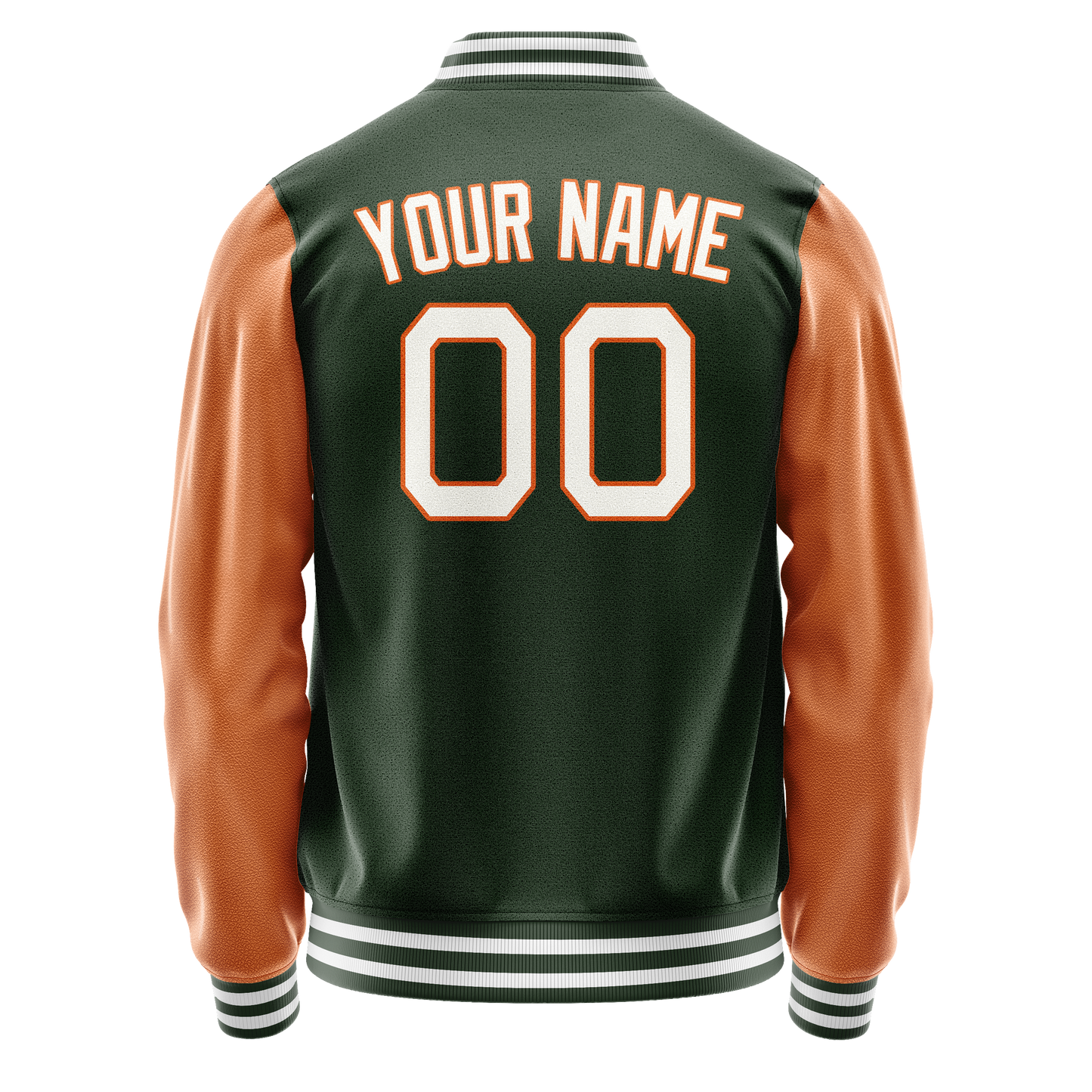 Custom Green Orange Solid Color Varsity Letterman Jacket