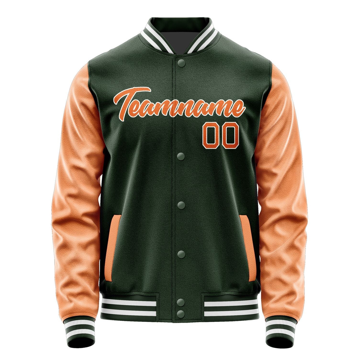 Custom Dark Green Orange Jacket JA0606280618B21828
