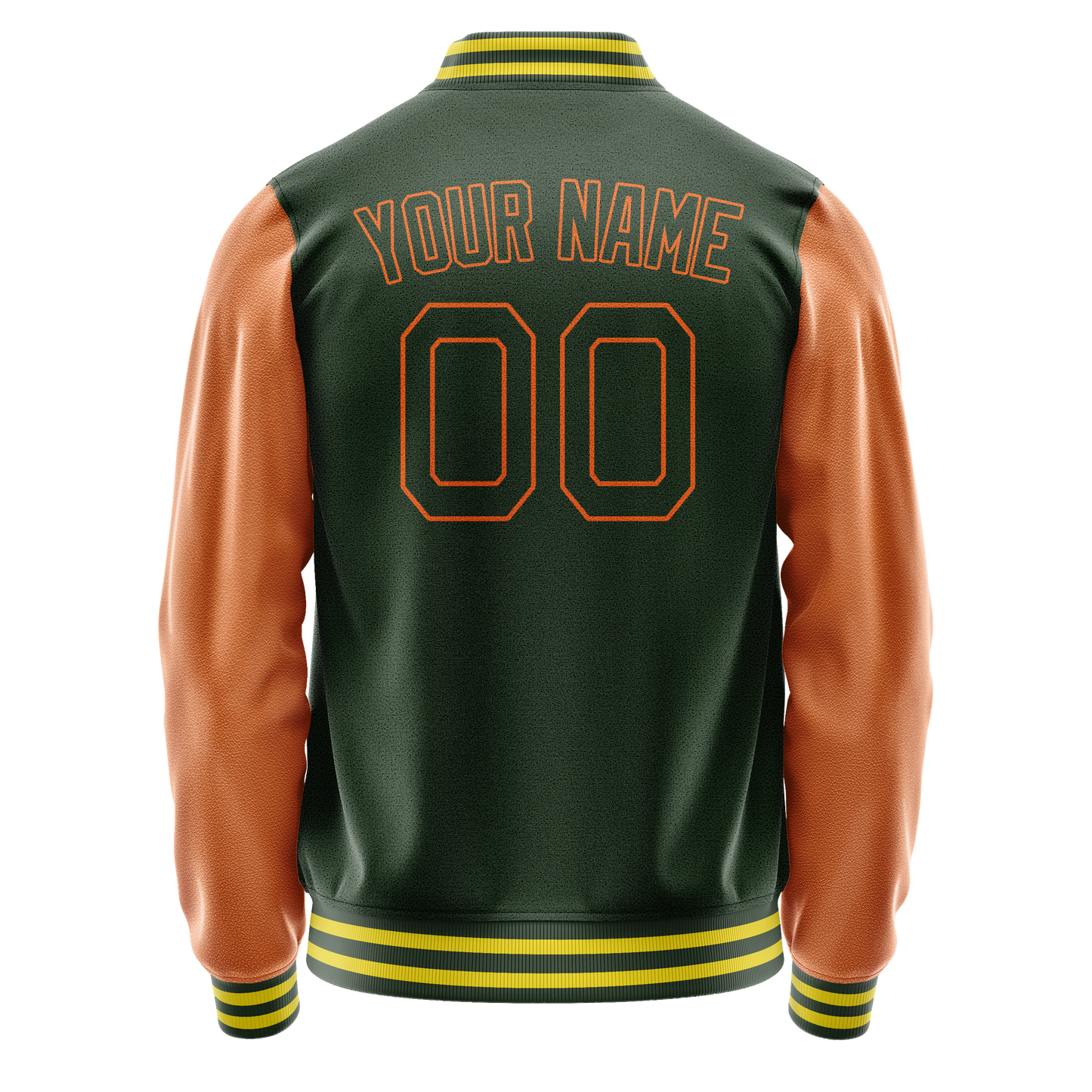 Custom Green Orange Solid Color Varsity Letterman Jacket