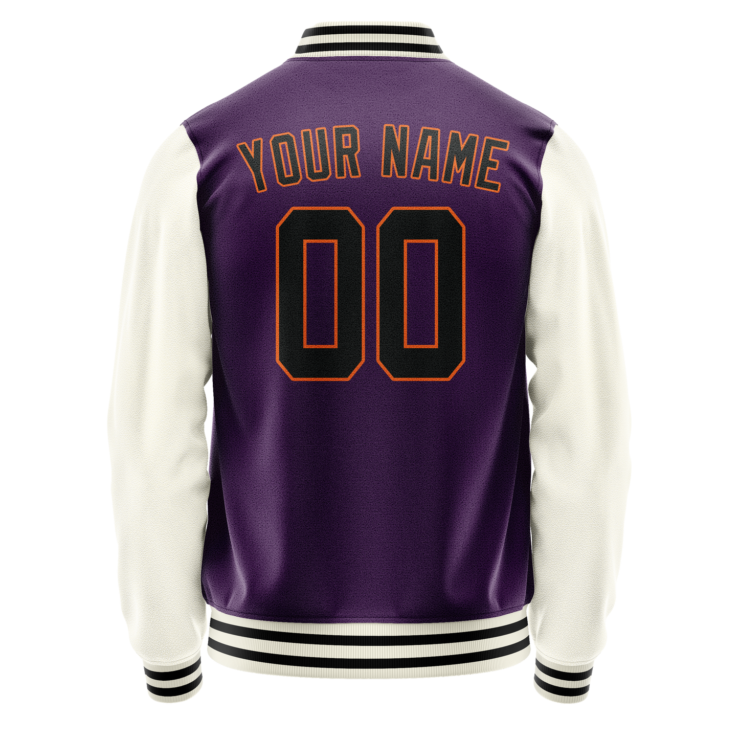Custom Purple Cream Solid Color Varsity Letterman Jacket