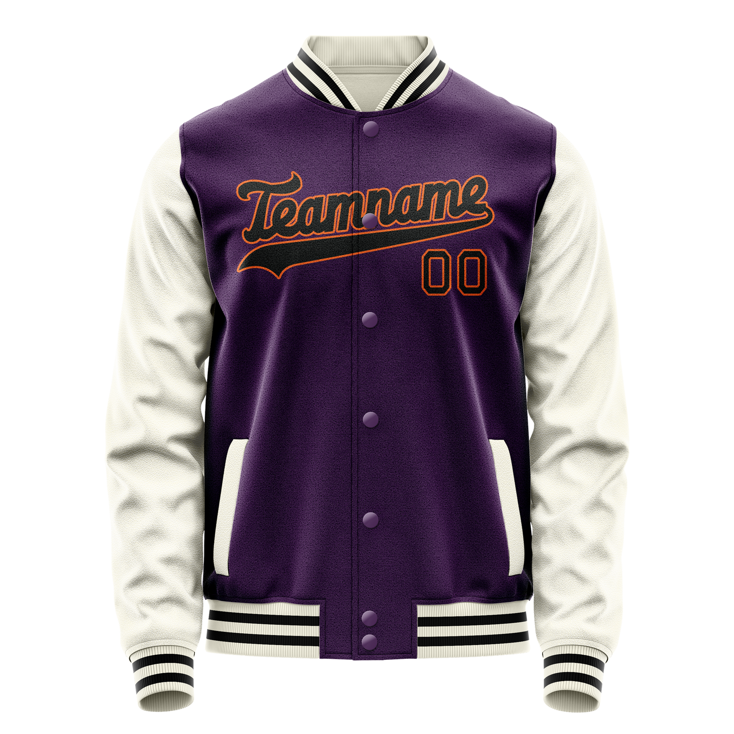 Custom Purple Cream Solid Color Varsity Letterman Jacket