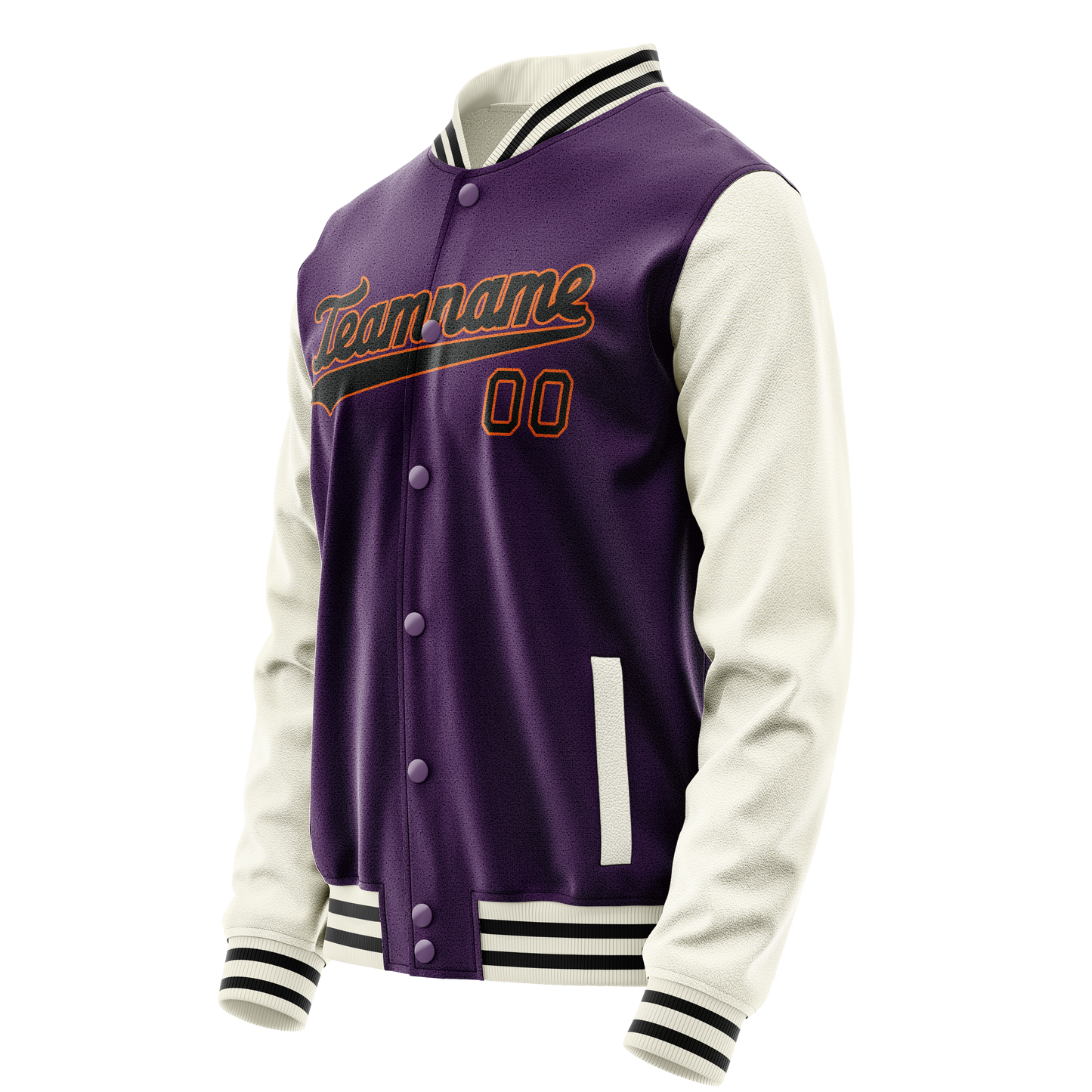 Custom Purple Cream Solid Color Varsity Letterman Jacket