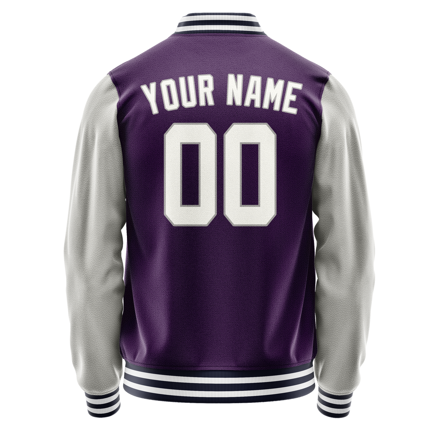 Custom Purple Gray Solid Color Varsity Letterman Jacket