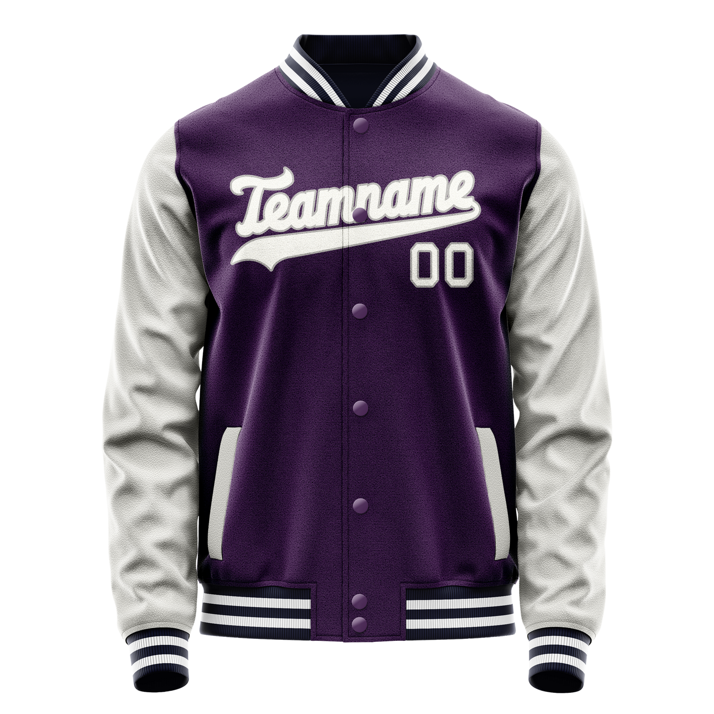 Custom Purple Gray Solid Color Varsity Letterman Jacket