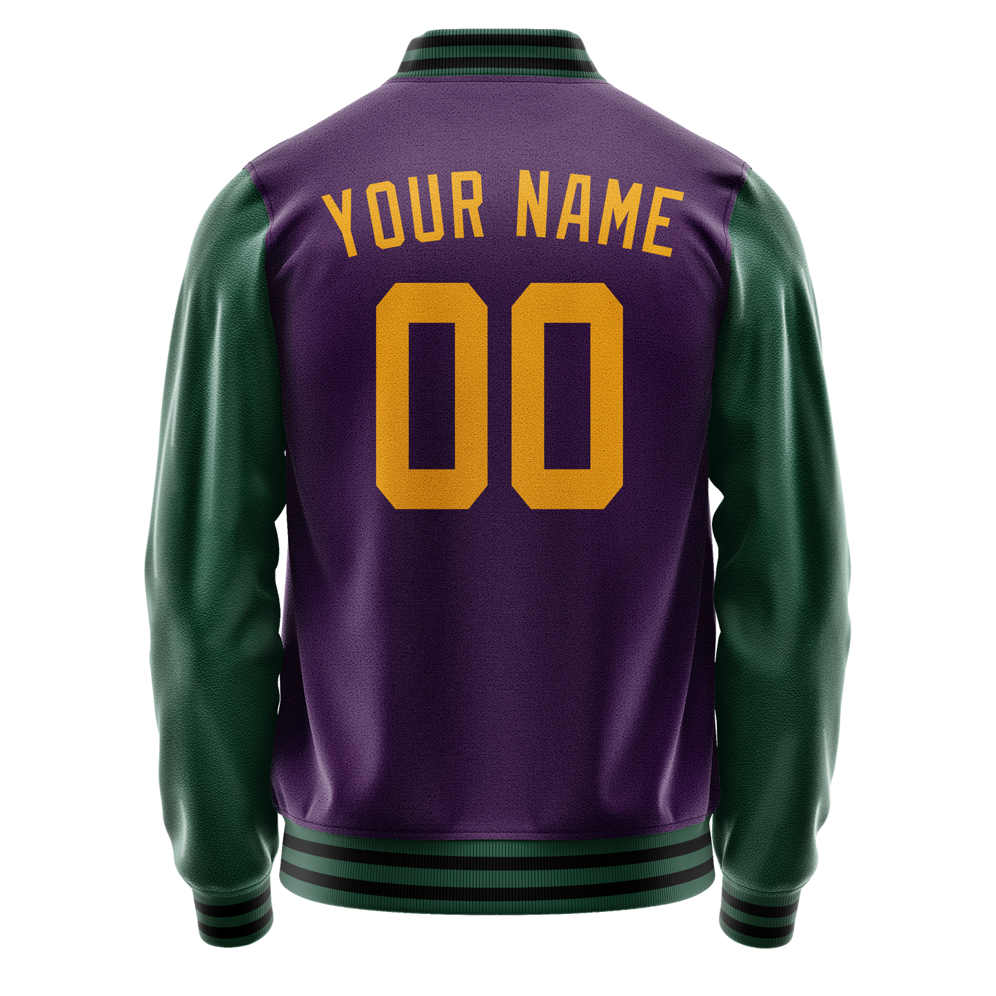 Custom Purple Kelly-Green Solid Color Varsity Letterman Jacket
