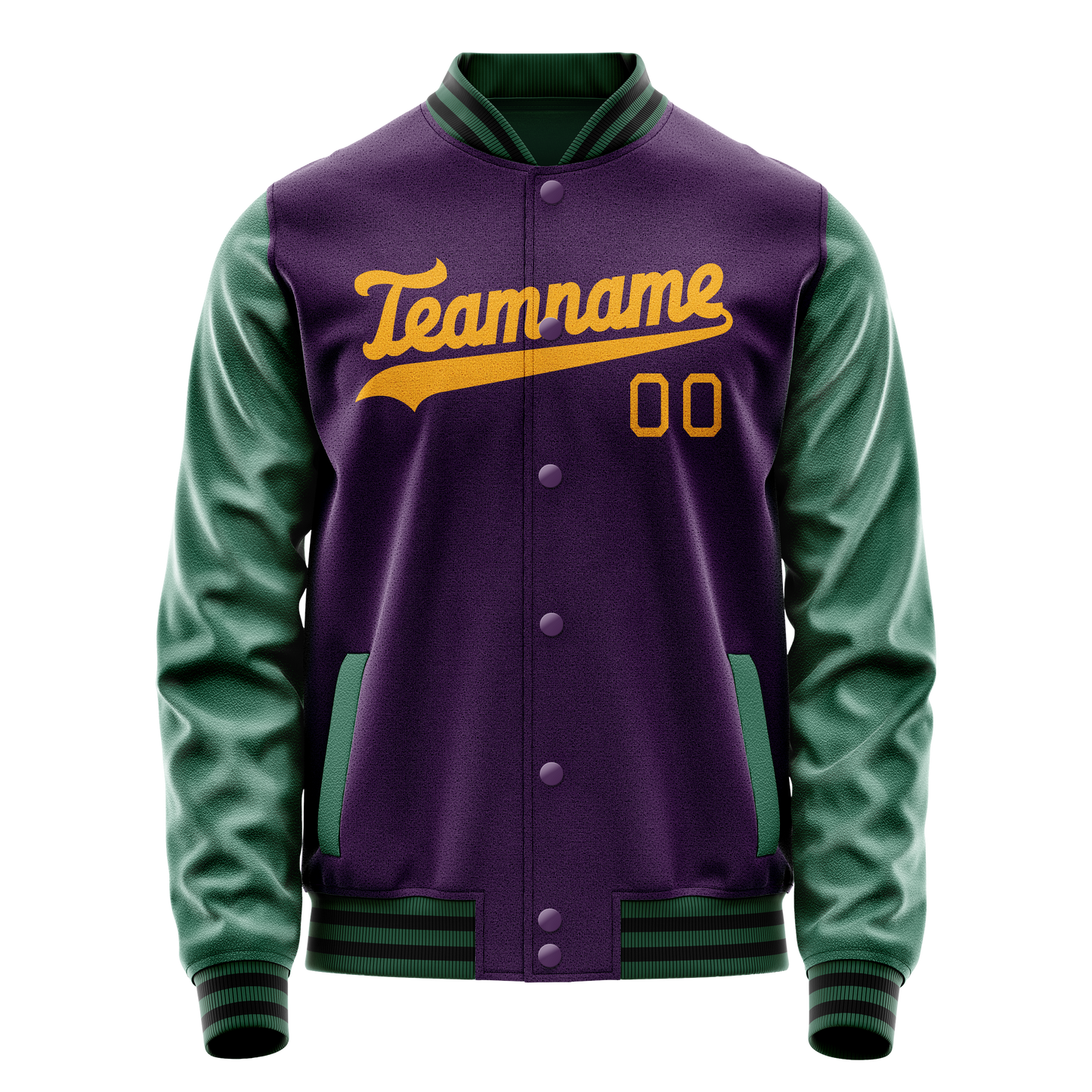Custom Purple Kelly-Green Solid Color Varsity Letterman Jacket