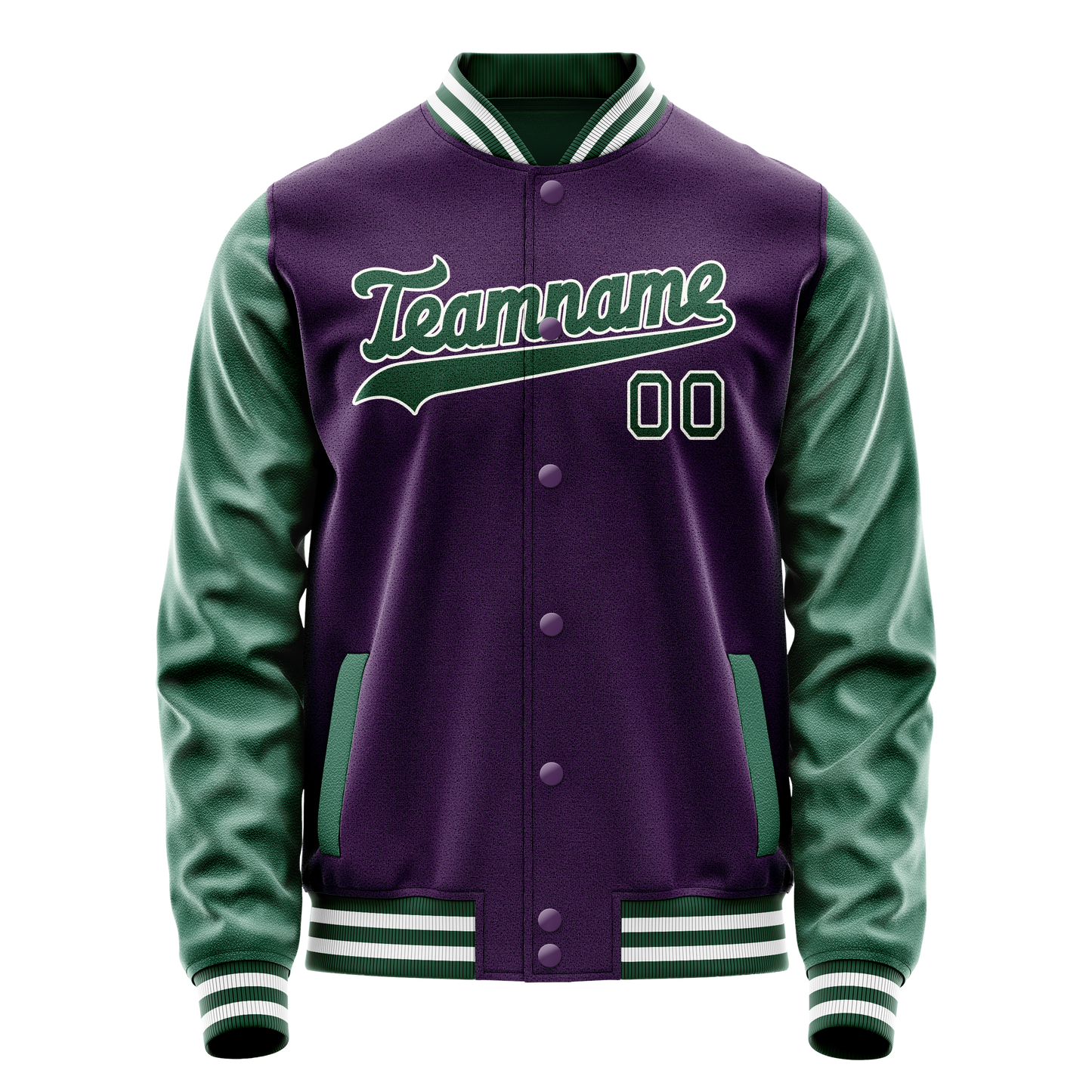 Custom Purple Kelly-Green Solid Color Varsity Letterman Jacket