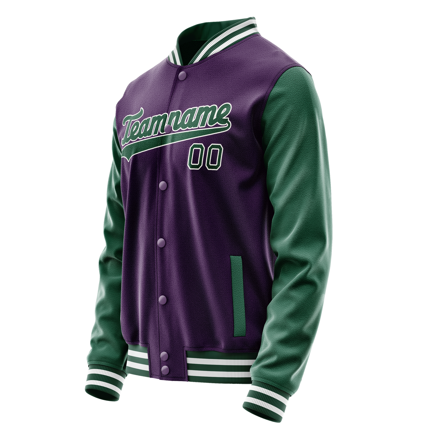 Custom Purple Kelly-Green Solid Color Varsity Letterman Jacket
