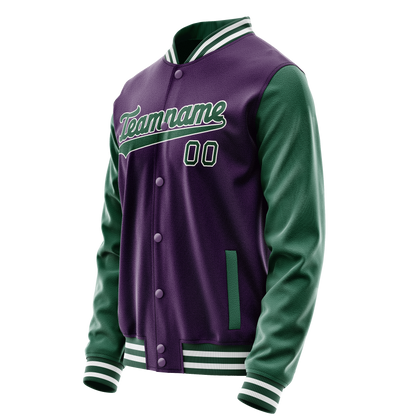 Custom Purple Kelly-Green Solid Color Varsity Letterman Jacket