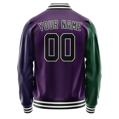 Custom Purple Kelly-Green Split Varsity Letterman Jacket
