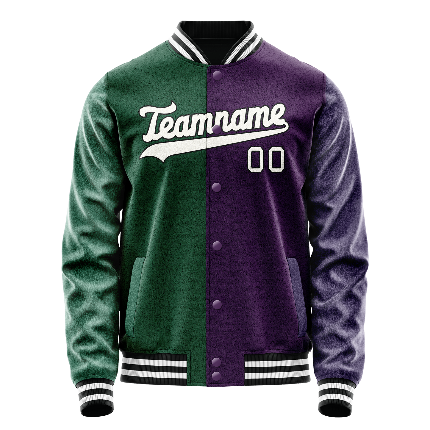 Custom Purple Kelly-Green Split Varsity Letterman Jacket