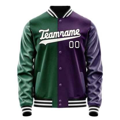 Custom Purple Kelly-Green Split Varsity Letterman Jacket