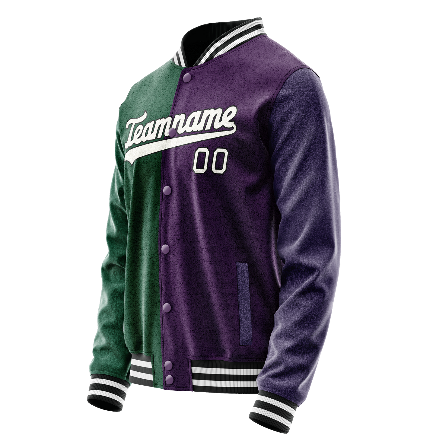 Custom Purple Kelly-Green Split Varsity Letterman Jacket