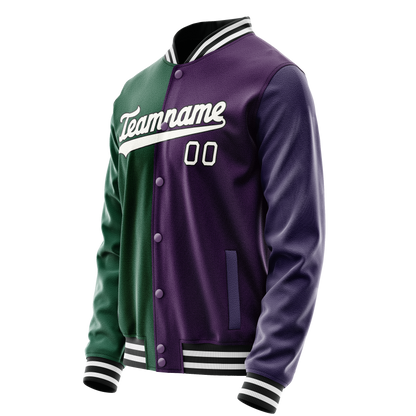 Custom Purple Kelly-Green Split Varsity Letterman Jacket