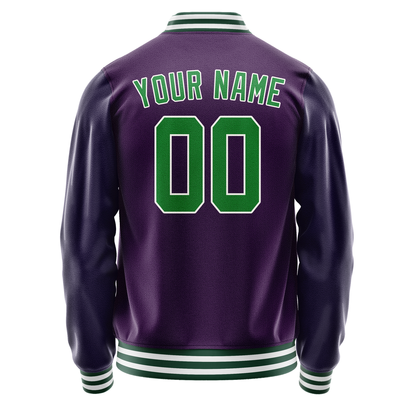 Custom Purple Neon-Green Solid Color Varsity Letterman Jacket