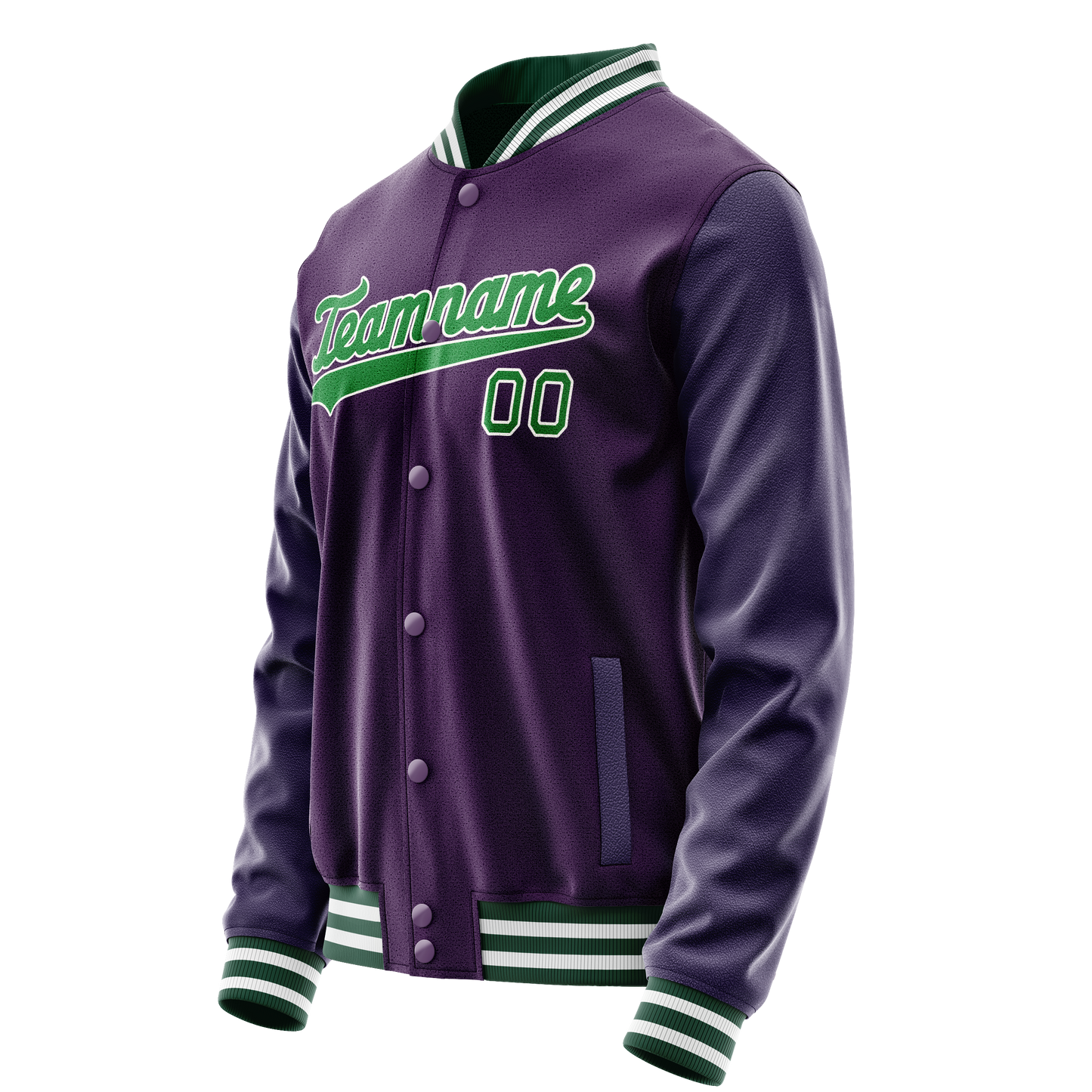 Custom Purple Neon-Green Solid Color Varsity Letterman Jacket