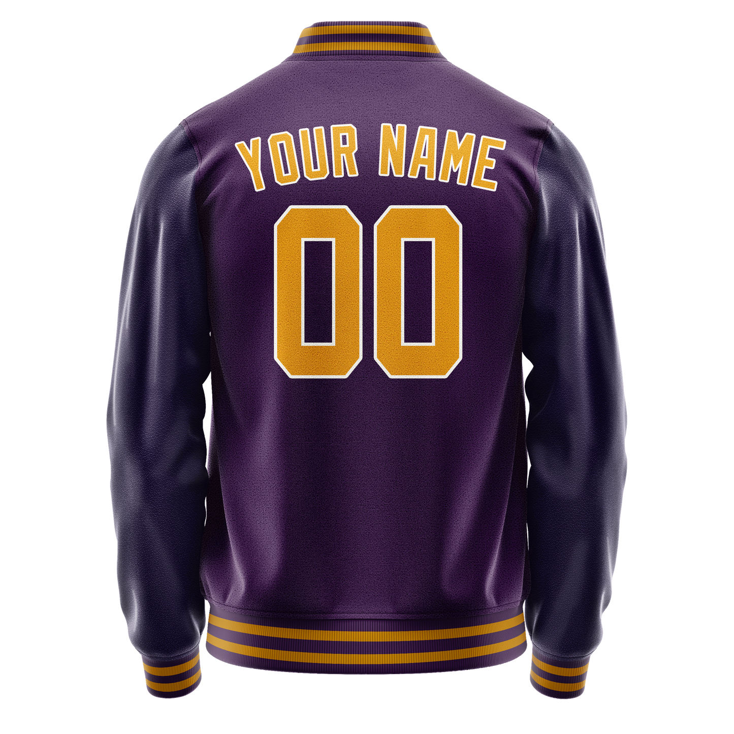 Custom Purple Gold Solid Color Varsity Letterman Jacket
