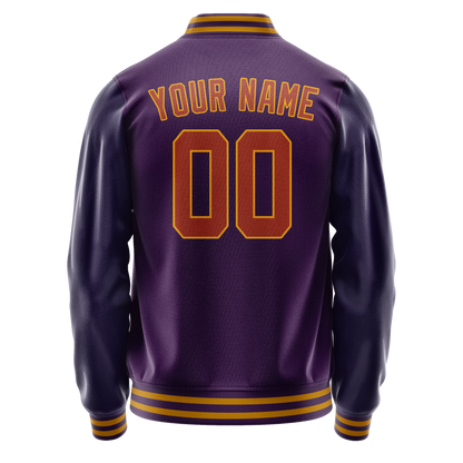 Custom Purple Red Solid Color Varsity Letterman Jacket