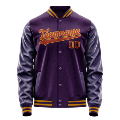 Custom Purple Red Solid Color Varsity Letterman Jacket