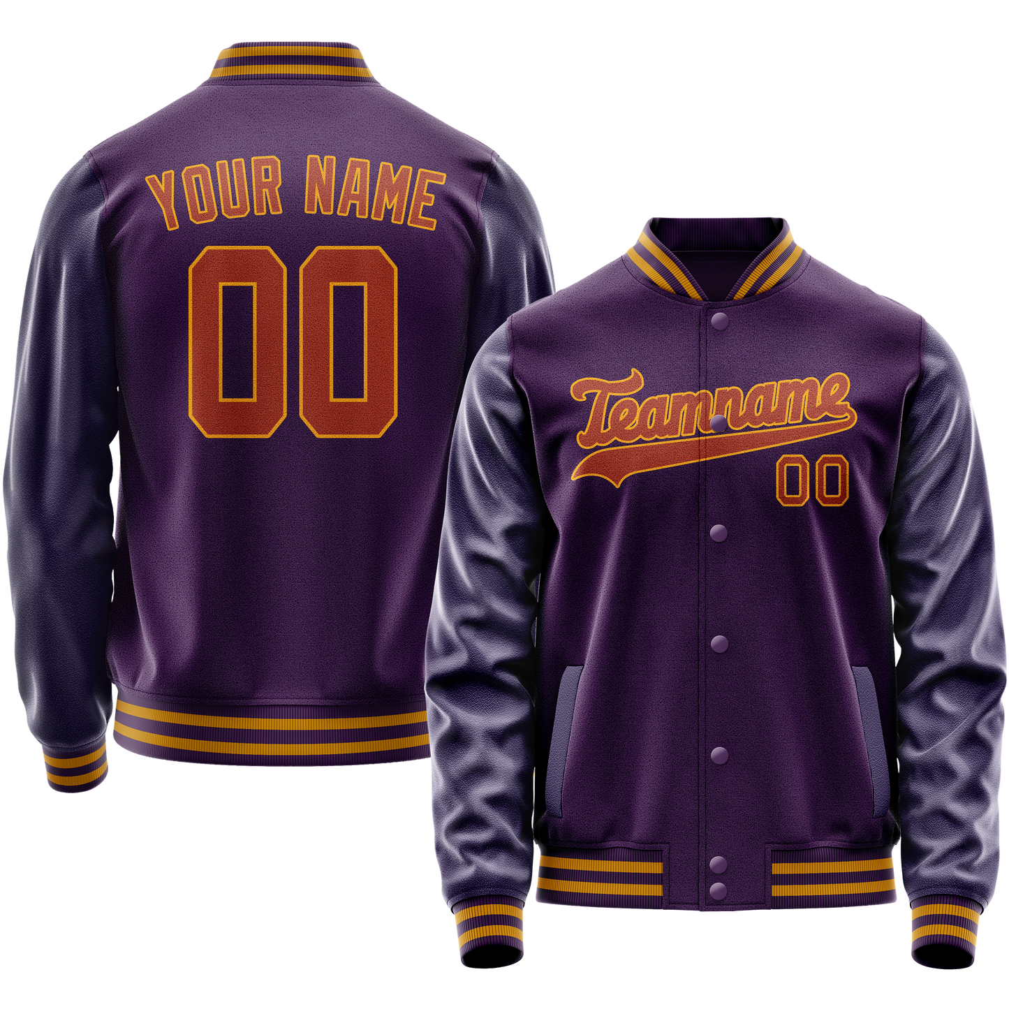 Custom Purple Red Solid Color Varsity Letterman Jacket