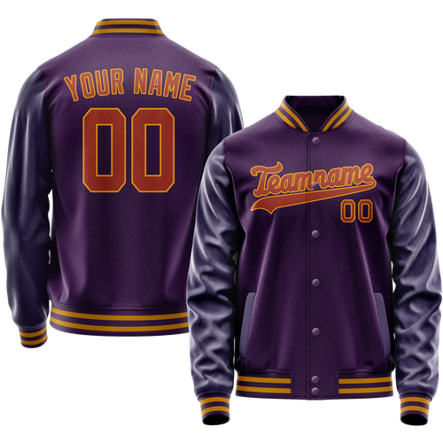 Custom Purple Red Solid Color Varsity Letterman Jacket