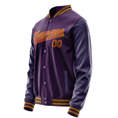 Custom Purple Red Solid Color Varsity Letterman Jacket