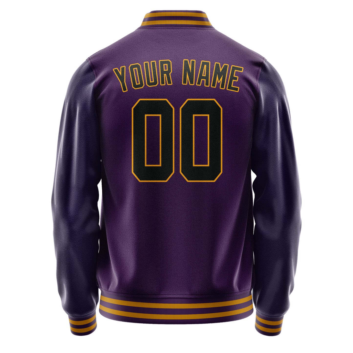 Custom Purple Black Solid Color Varsity Letterman Jacket