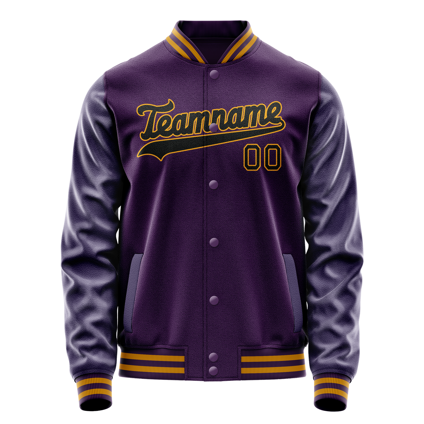 Custom Purple Black Solid Color Varsity Letterman Jacket