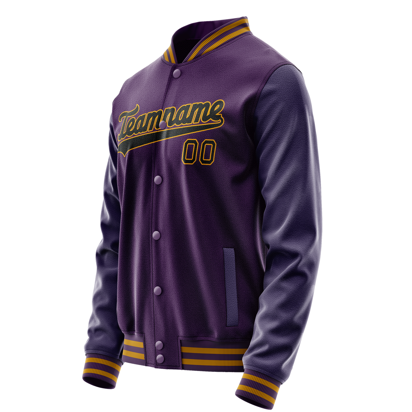 Custom Purple Black Solid Color Varsity Letterman Jacket