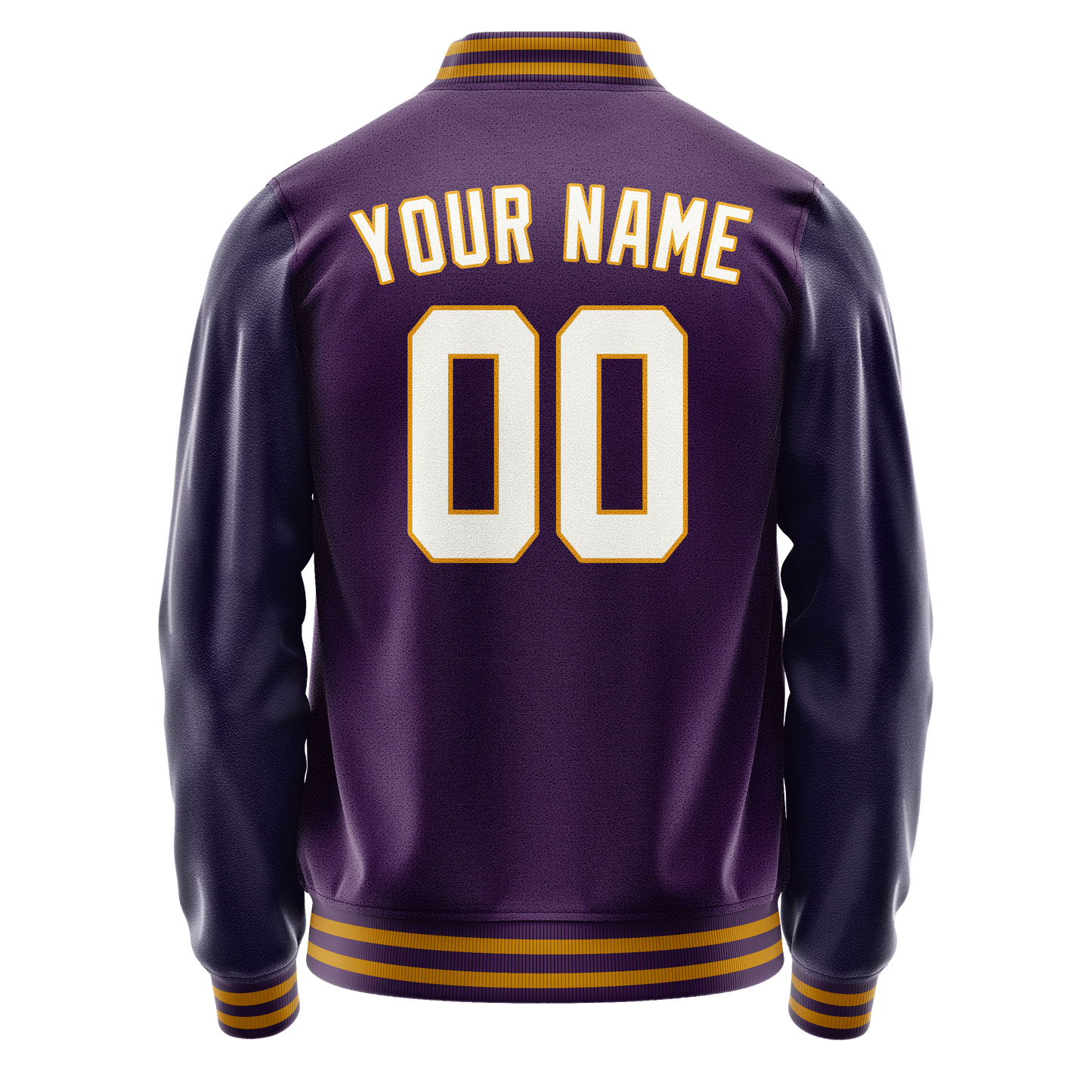 Custom Purple White Solid Color Varsity Letterman Jacket