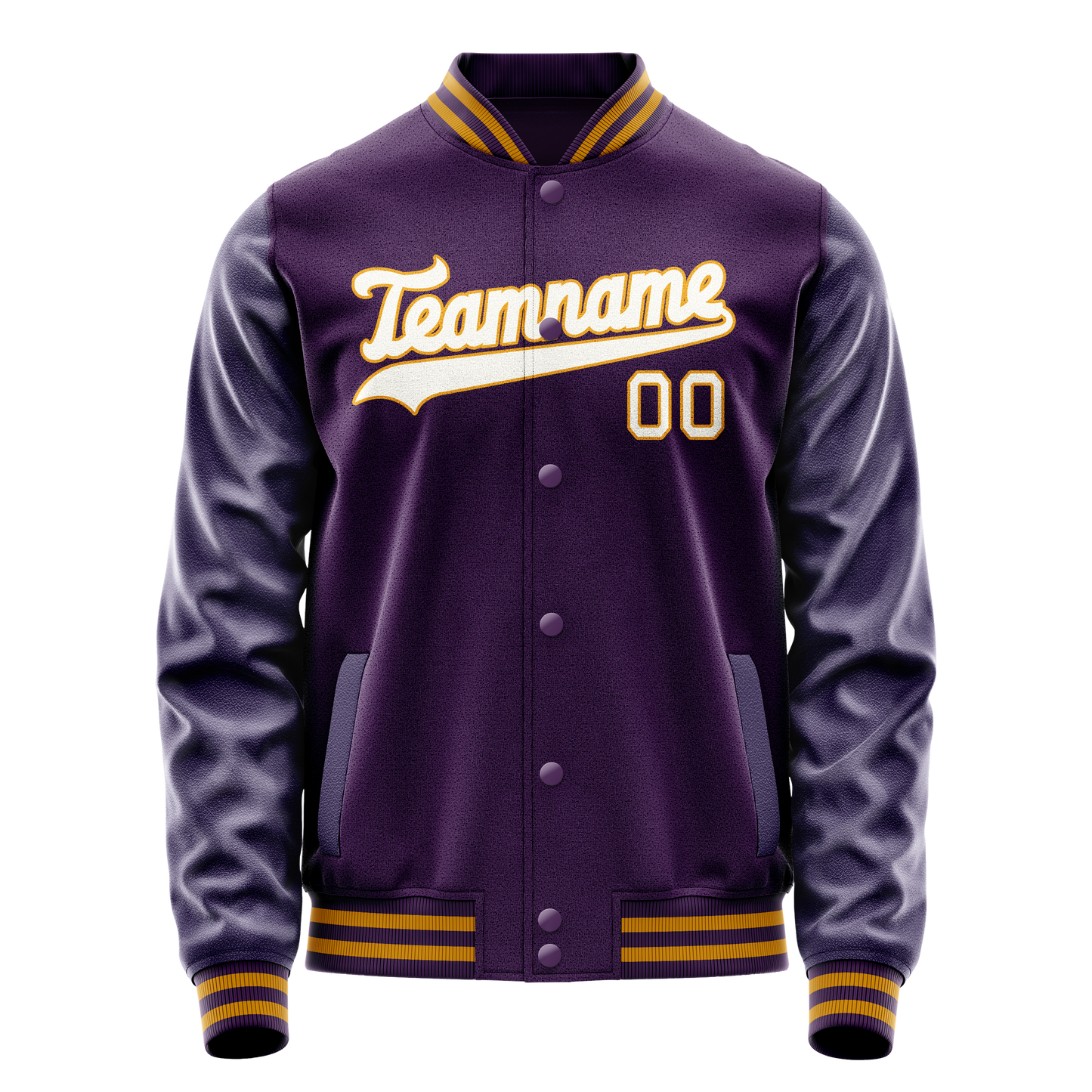 Custom Purple White Solid Color Varsity Letterman Jacket