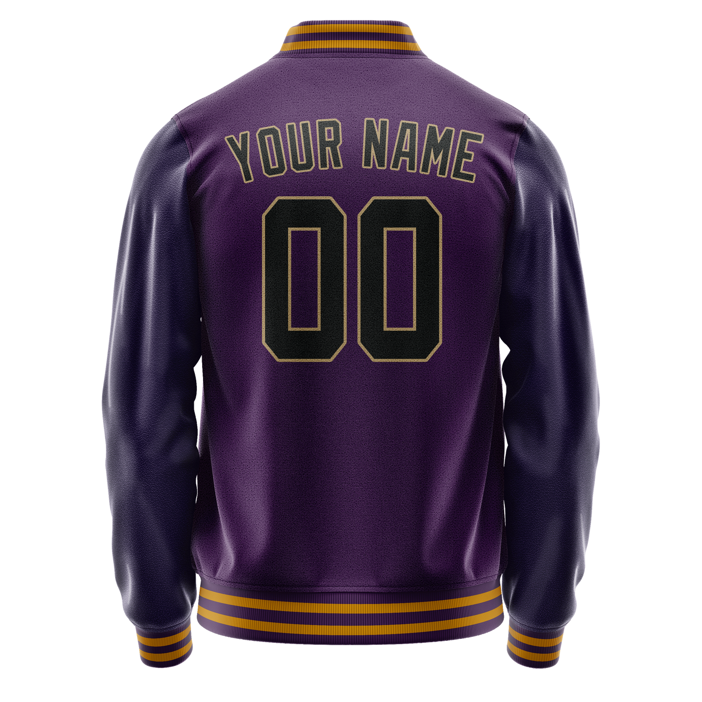 Custom Purple Black Solid Color Varsity Letterman Jacket