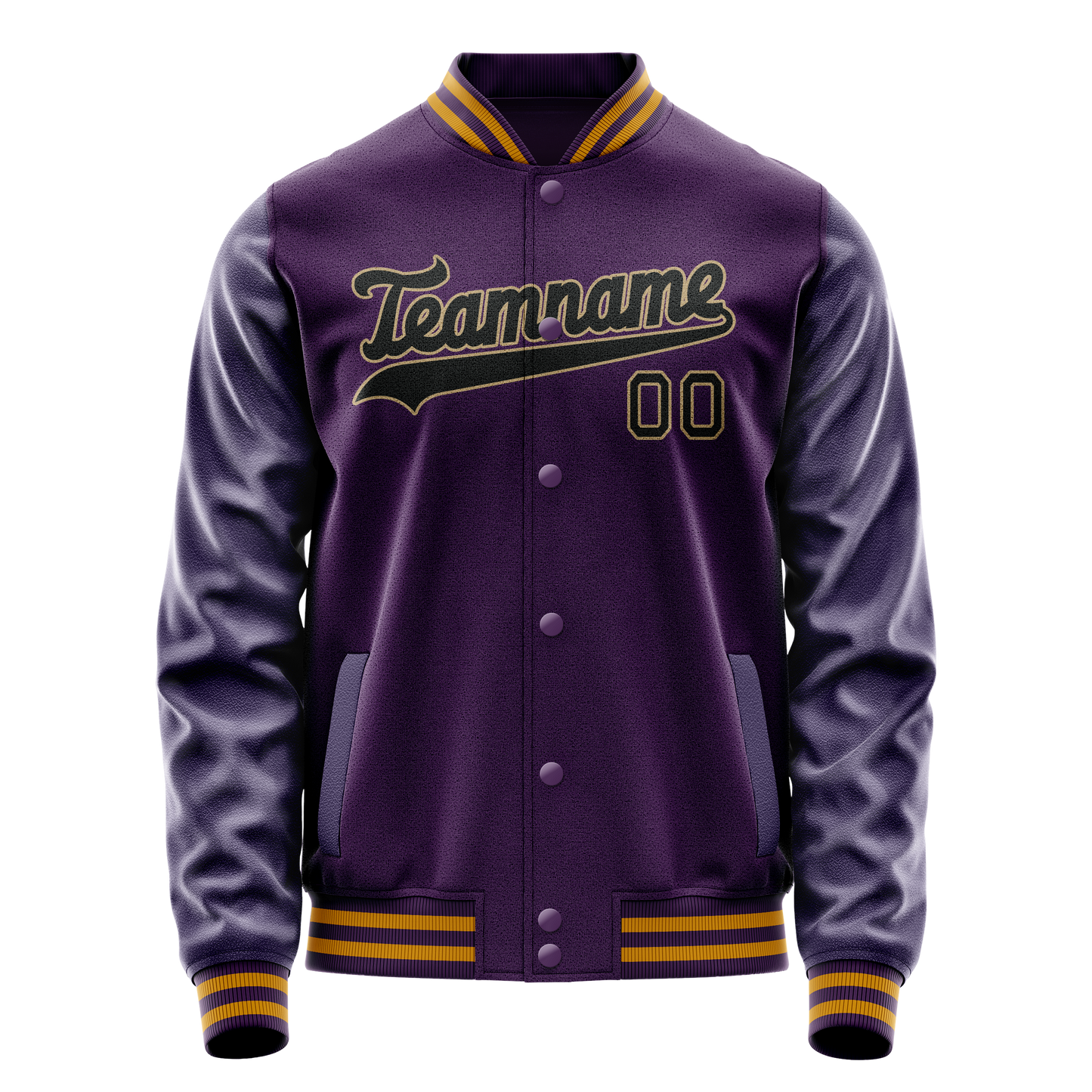 Custom Purple Black Solid Color Varsity Letterman Jacket