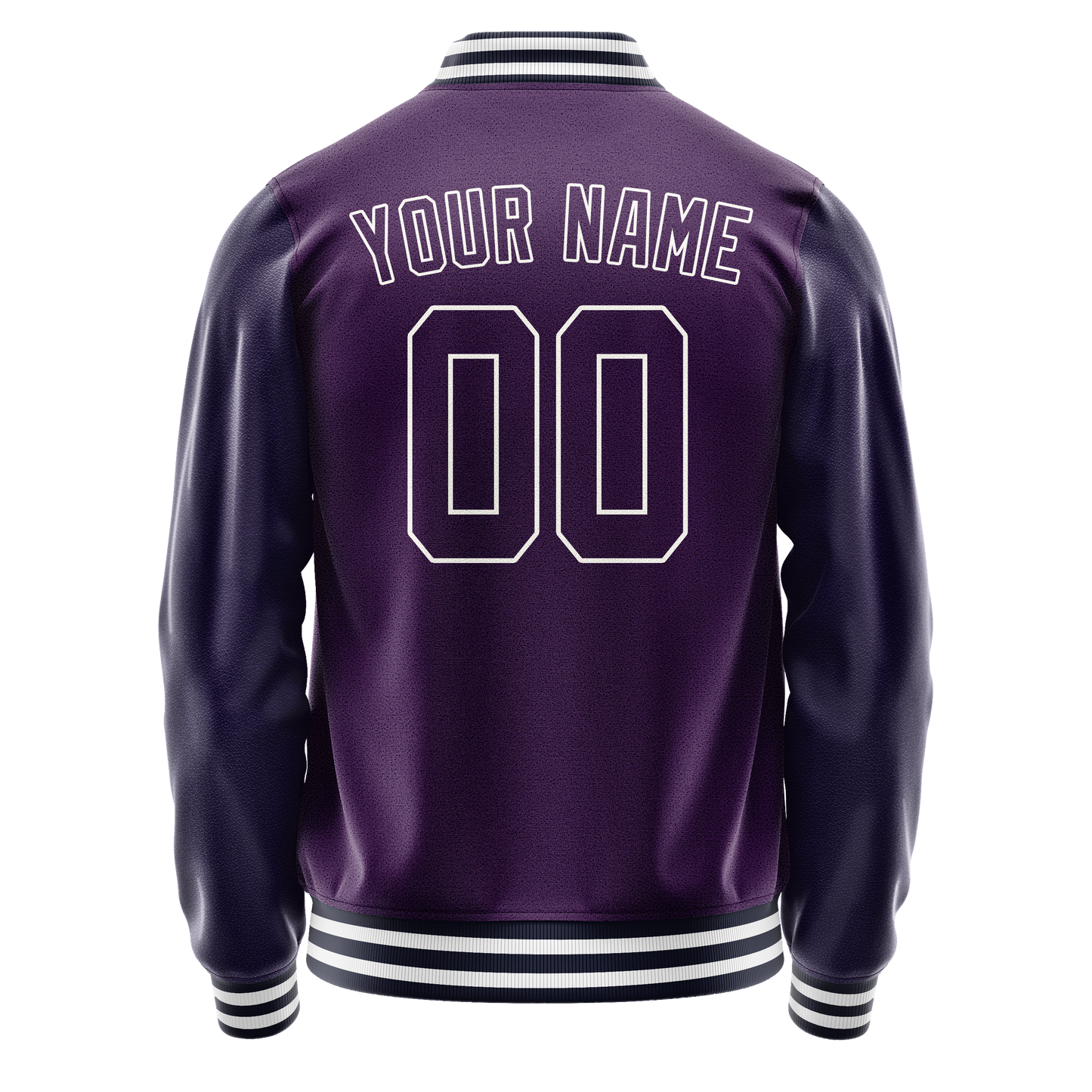 Custom Purple White Solid Color Varsity Letterman Jacket