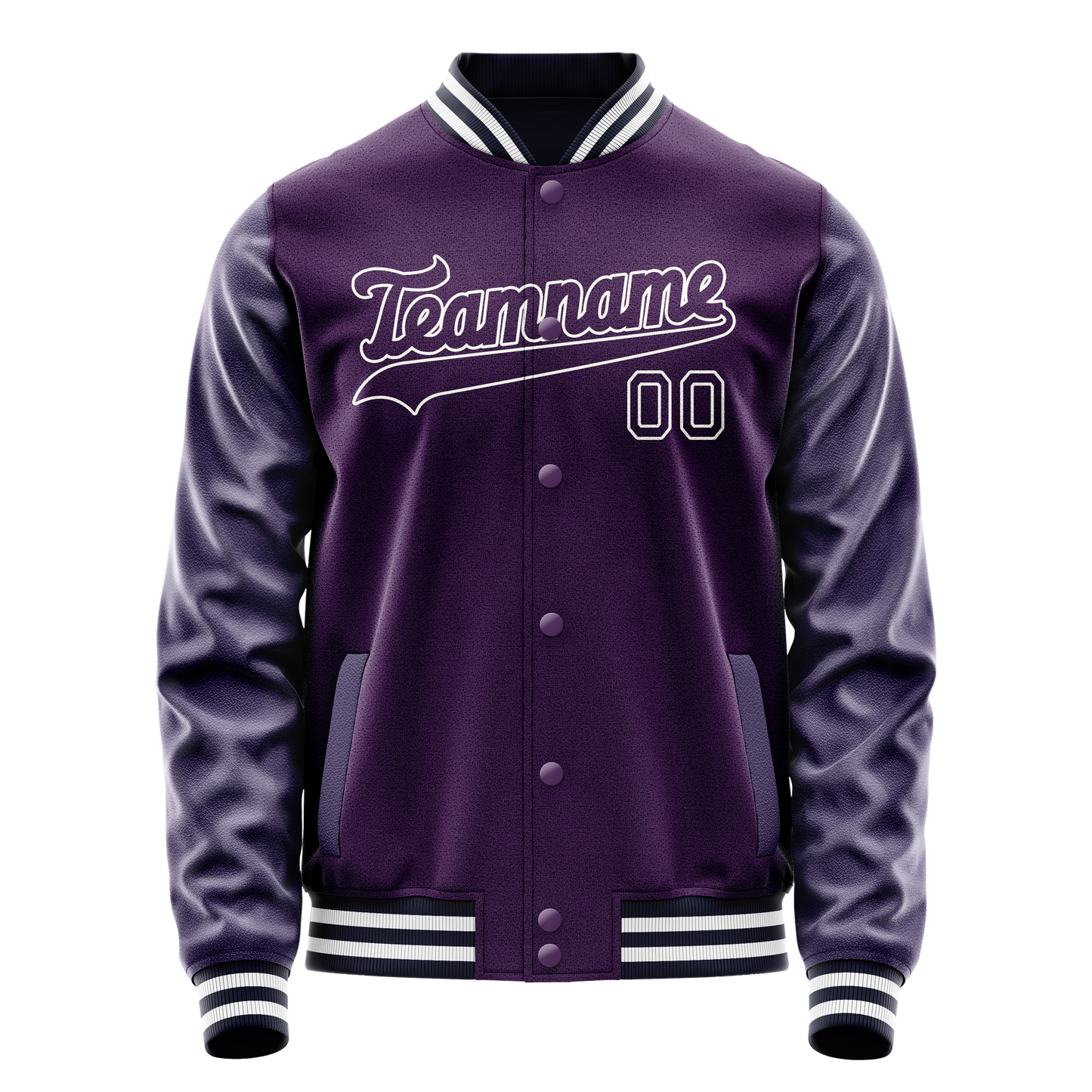 Custom Purple White Solid Color Varsity Letterman Jacket