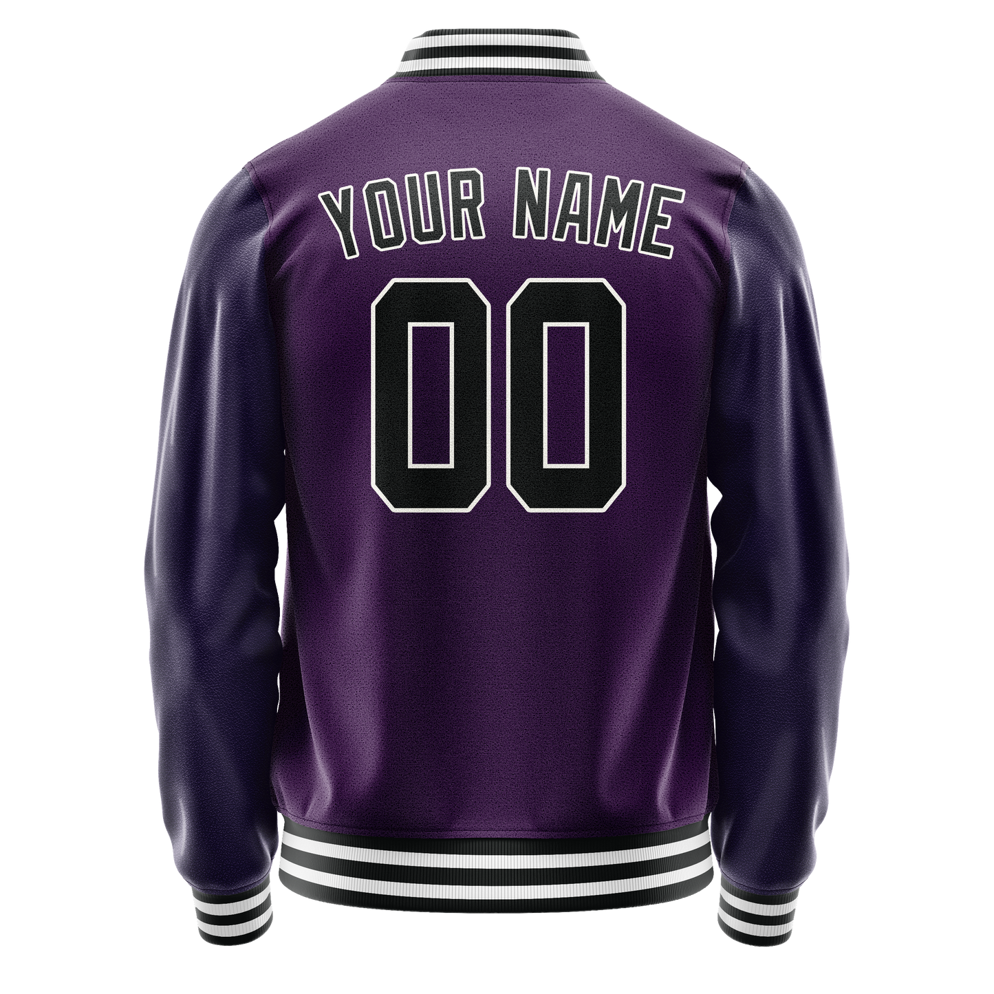 Custom Purple Black Solid Color Varsity Letterman Jacket