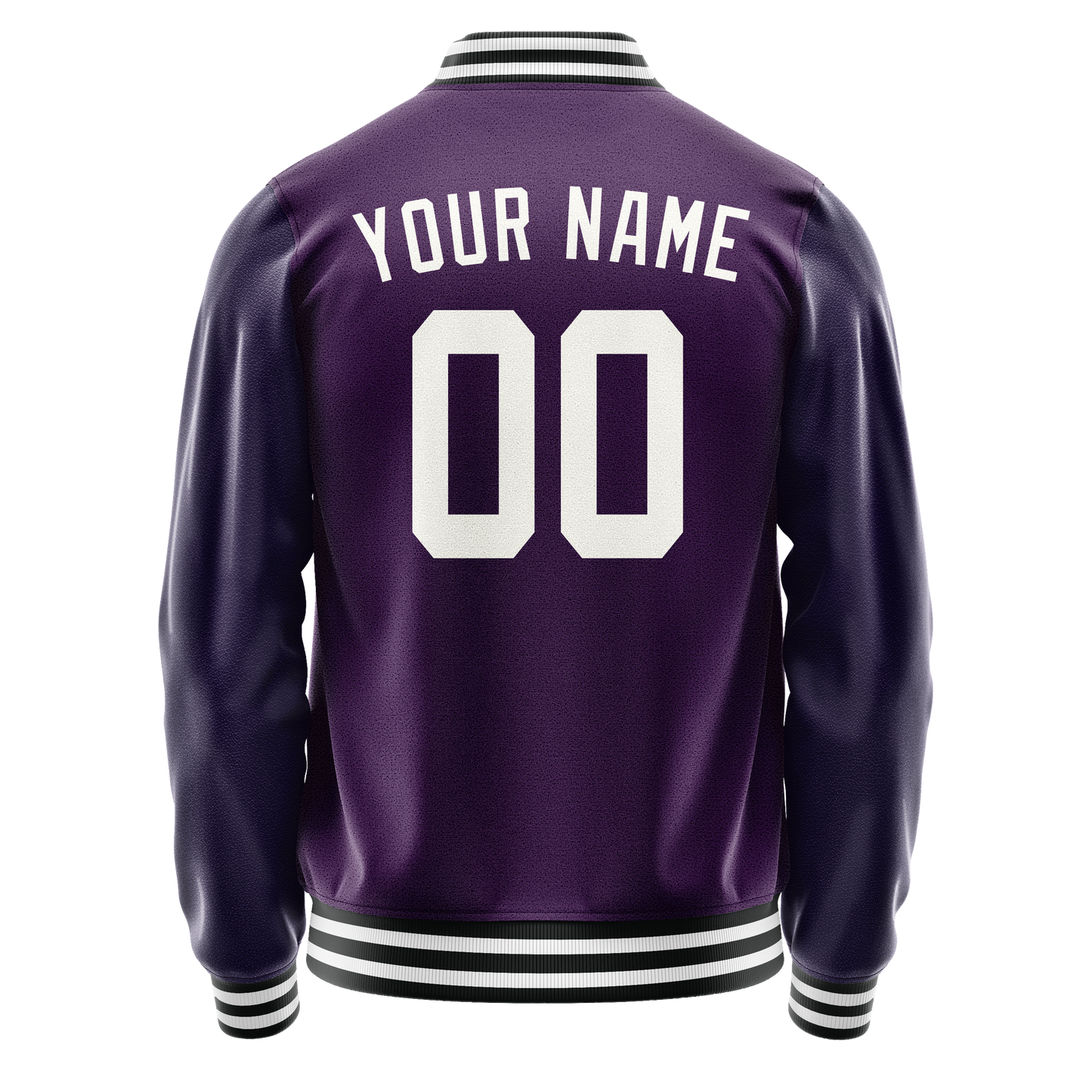 Custom Purple White Solid Color Varsity Letterman Jacket