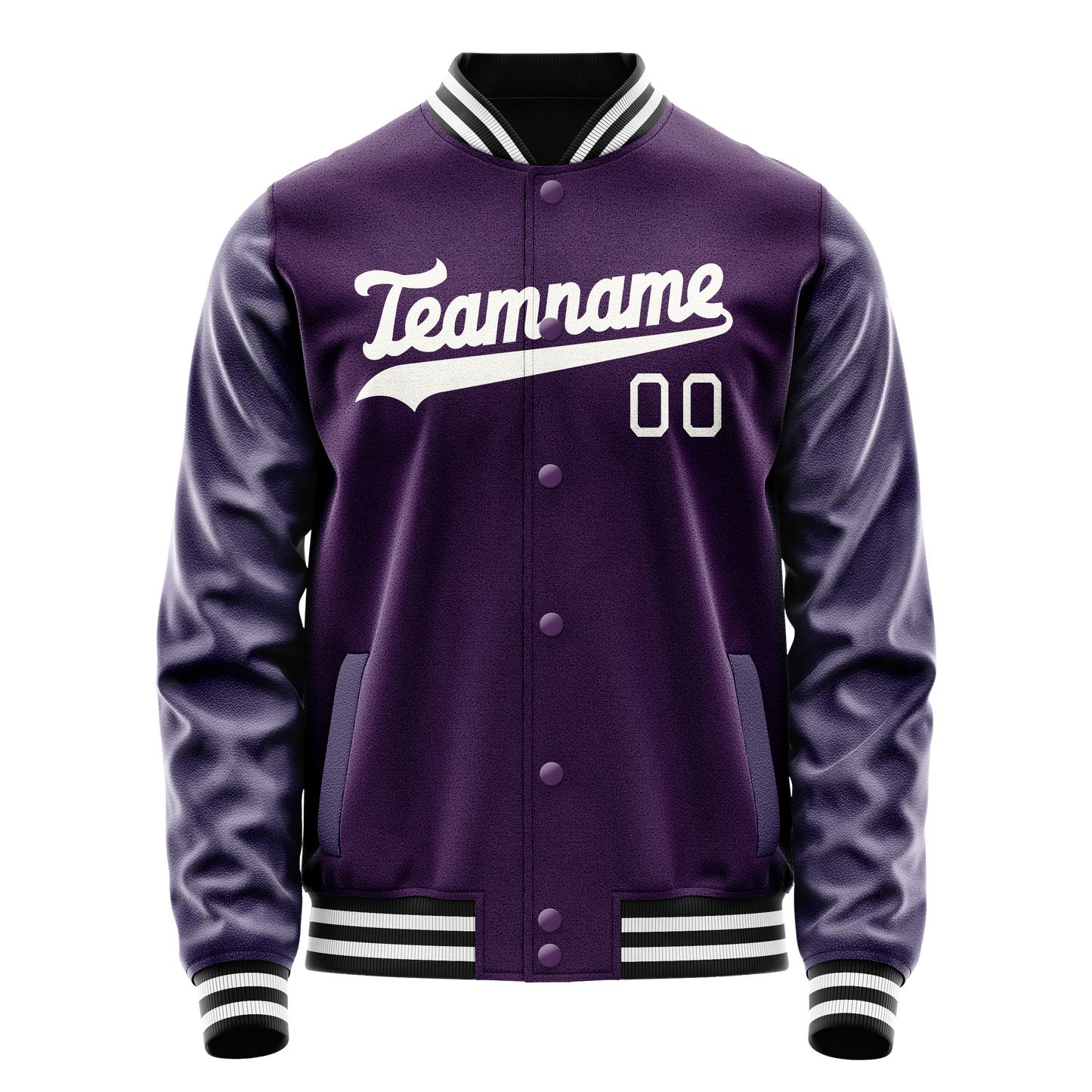 Custom Purple White Solid Color Varsity Letterman Jacket