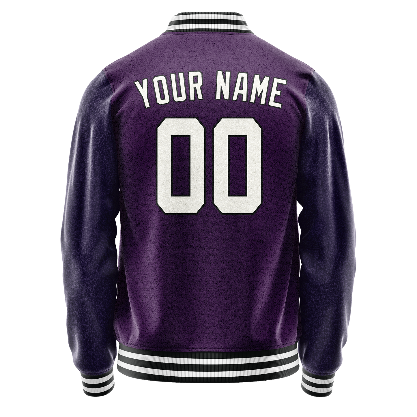 Custom Purple White Solid Color Varsity Letterman Jacket