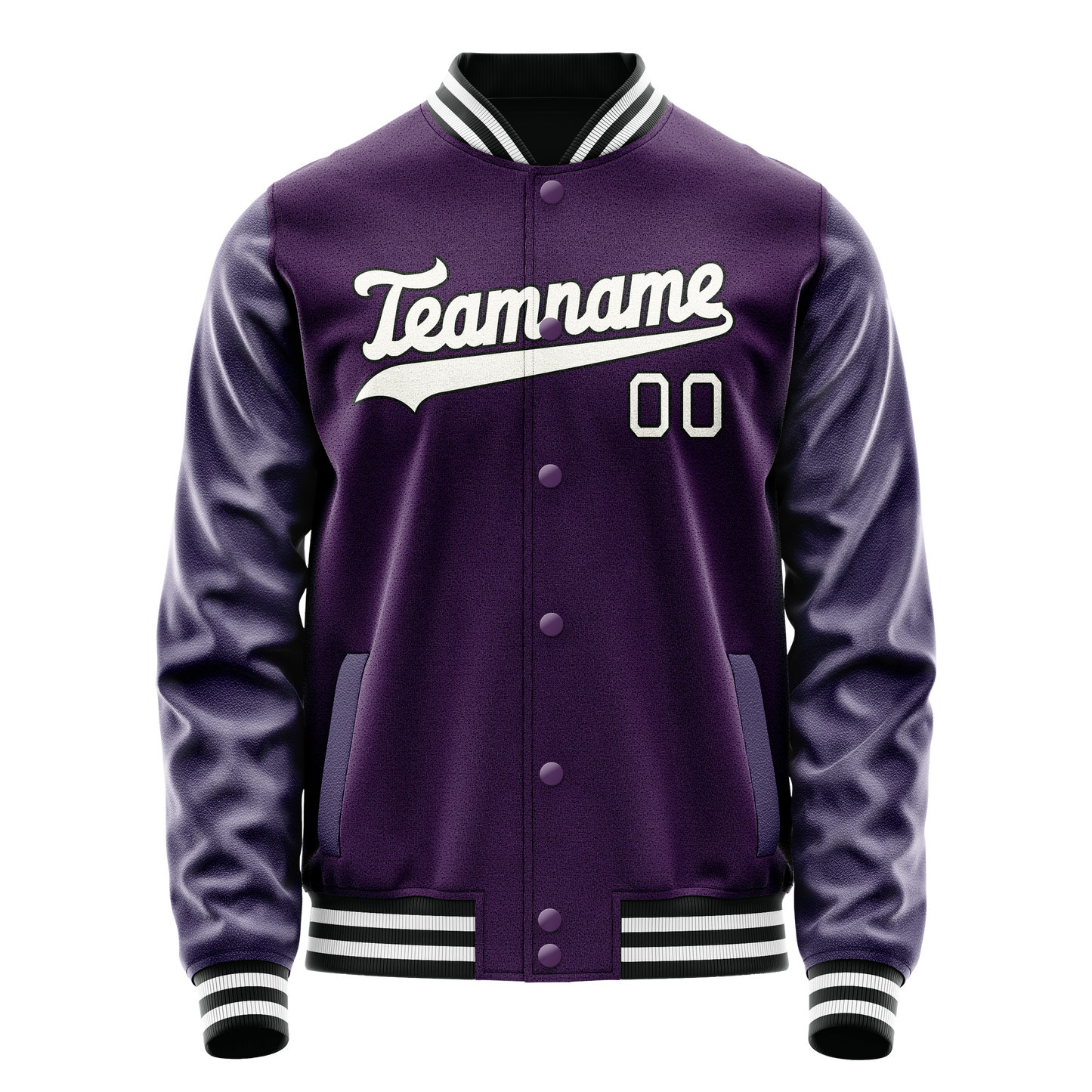 Custom Purple White Solid Color Varsity Letterman Jacket