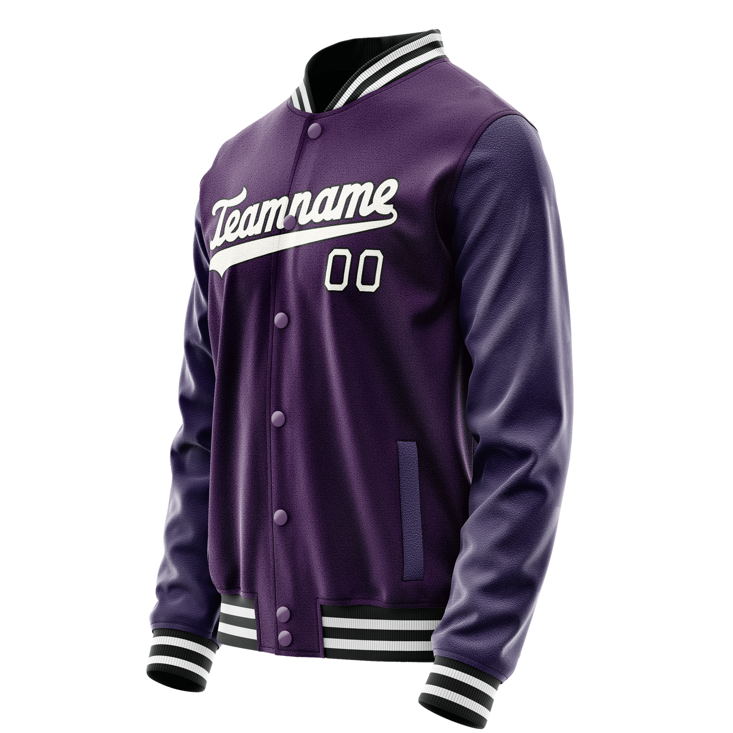 Custom Purple White Solid Color Varsity Letterman Jacket