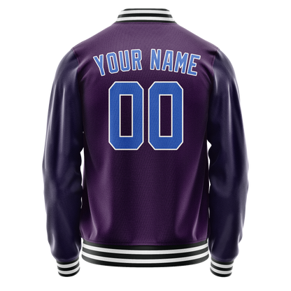 Custom Purple Teal Solid Color Varsity Letterman Jacket