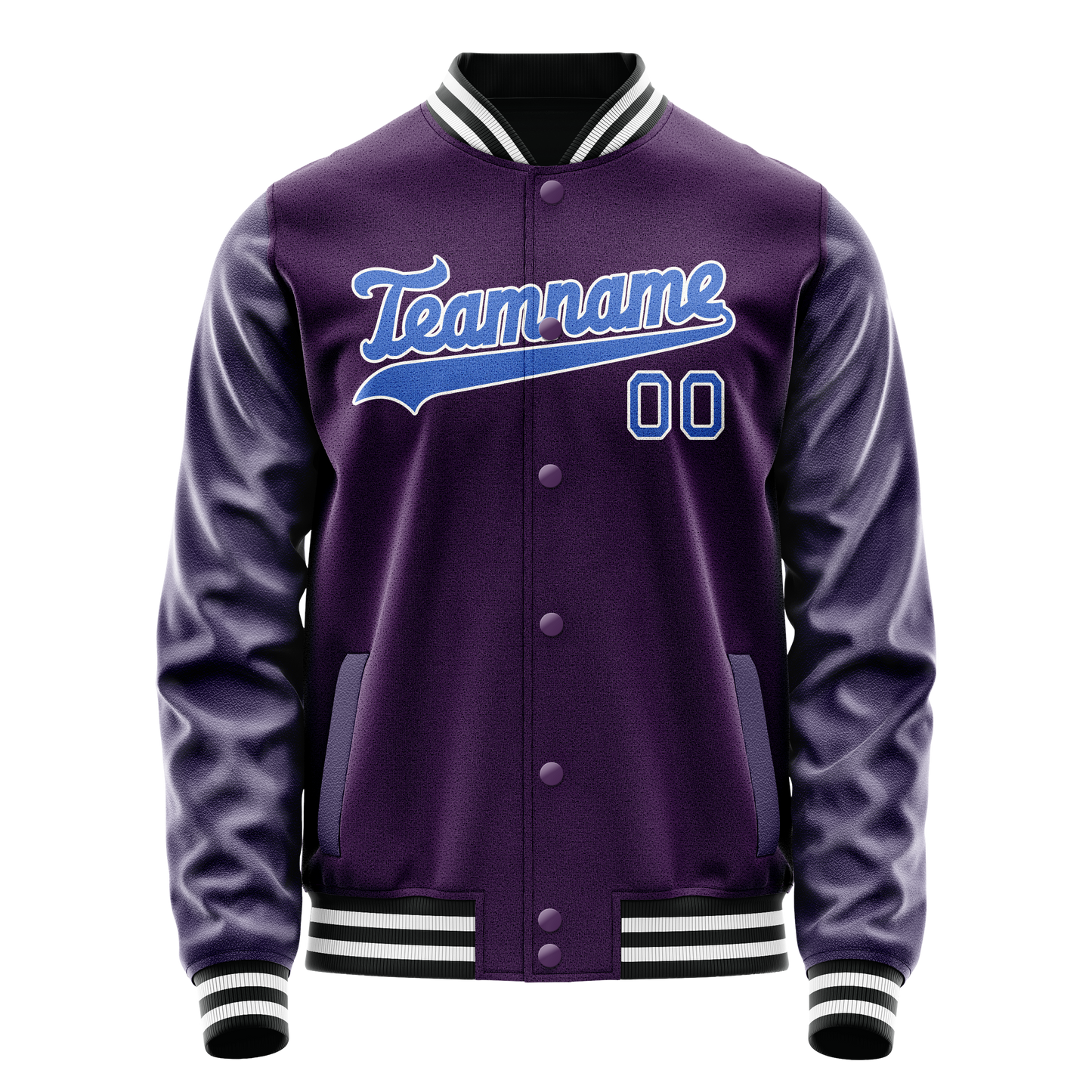 Custom Purple Teal Solid Color Varsity Letterman Jacket