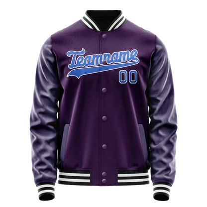 Custom Purple Teal Solid Color Varsity Letterman Jacket
